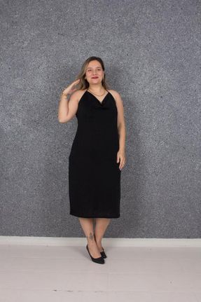 لباس مشکی زنانه پلی استر سایز بزرگ پوپلین کد 810291779