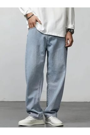 شلوار آبی مردانه بافت جین پاچه راحت فاق نرمال راحت کد 816227524
