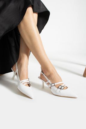 کفش پاشنه بلند کلاسیک سفید زنانه پاشنه نازک پاشنه متوسط ( 5 - 9 cm ) کد 815871163