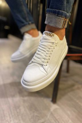 کفش کژوال سفید مردانه چرم مصنوعی پاشنه کوتاه ( 4 - 1 cm ) پاشنه ساده کد 816105365