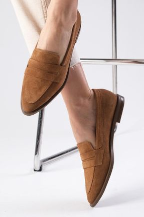 کفش لوفر قهوه ای زنانه چرم طبیعی پاشنه کوتاه ( 4 - 1 cm ) کد 267315818
