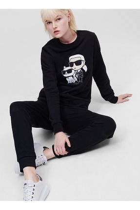 سوئیشرت مشکی زنانه چاپی Karl Lagerfeld - کد 793604073