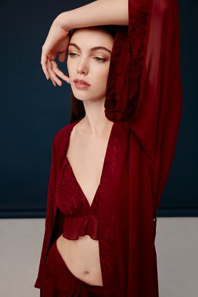 ست بالاتنه و پائین تنه زرشکی زنانه بافتنی Bonnie Clyde - کد 815914115