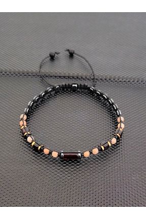 دستبند جواهر صورتی مردانه سنگ طبیعی tahrastone - کد 815932243
