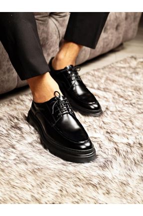 کفش کلاسیک مشکی مردانه چرم طبیعی پاشنه متوسط ( 5 - 9 cm ) پاشنه ضخیم کد 815931926