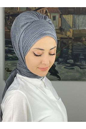 روسری طوسی شیفون BUTİKAMBAR - کد 815936610