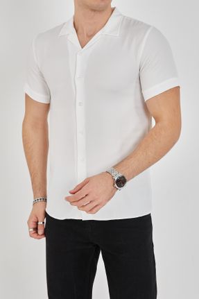 پیراهن سفید مردانه اسلیم فیت یقه پیراهنی پلی استر کد 816182330