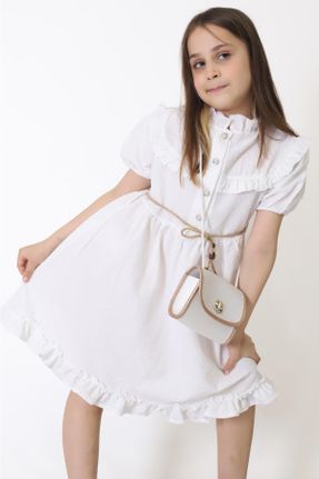 لباس سفید بچه گانه بافتنی پنبه - پلی استر رگولار آستین-کوتاه کد 710802013