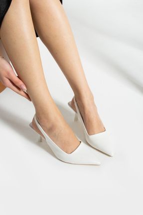 کفش پاشنه بلند کلاسیک سفید زنانه چرم مصنوعی پاشنه متوسط ( 5 - 9 cm ) پاشنه نازک کد 815870597