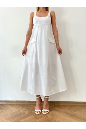 لباس سفید زنانه بافتنی پنبه (نخی) راحت آستین-بلند بیسیک کد 815731362