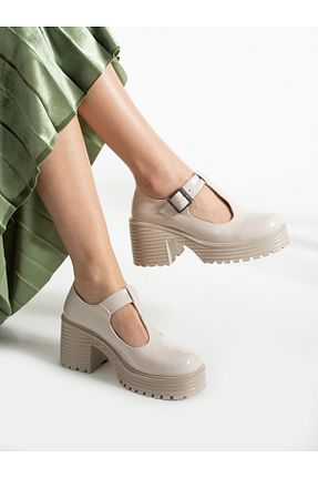 کفش لوفر بژ زنانه چرم لاکی Alemdar Shoes - کد 815769845