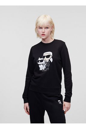 سوئیشرت مشکی زنانه چاپی Karl Lagerfeld - کد 793604073