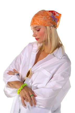دستمال گردن نارنجی زنانه ابریشم کد 759286544