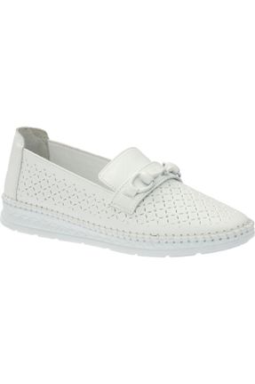 کفش کژوال سفید زنانه چرم طبیعی پاشنه کوتاه ( 4 - 1 cm ) پاشنه ساده کد 816113679