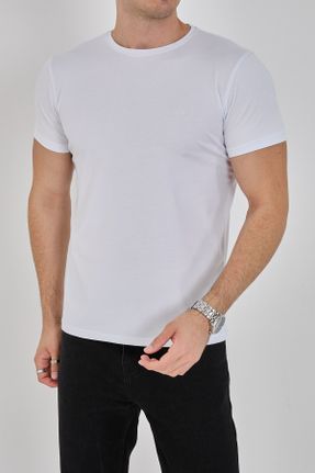 تی شرت سفید مردانه یقه گرد ریلکس تکی کد 816131559