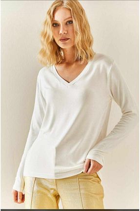 بلوز سفید زنانه ساده BircanButik - کد 816225027