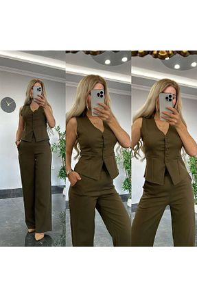 ست بالاتنه و پائین تنه خاکی زنانه بافتنی Arv Moda - کد 816376871