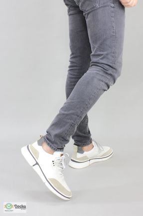 کفش کژوال سفید مردانه چرم طبیعی پاشنه کوتاه ( 4 - 1 cm ) پاشنه ساده کد 816532460