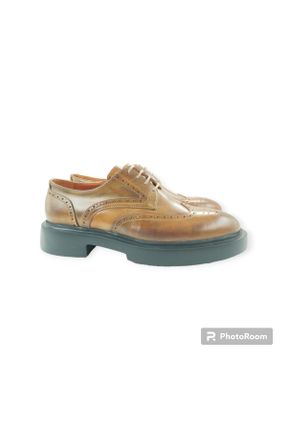 کفش آکسفورد قهوه ای مردانه چرم طبیعی پاشنه کوتاه ( 4 - 1 cm ) کد 816602219