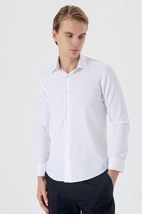 پیراهن سفید مردانه اسلیم فیت یقه پیراهنی کد 814046187