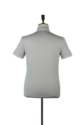 تی شرت طوسی مردانه اسلیم فیت یقه پیراهنی پنبه (نخی) طراحی کد 641508749