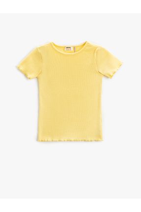 تی شرت زرد بچه گانه یقه گرد تکی کد 641693704
