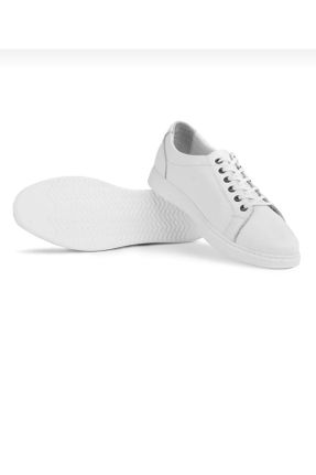 کفش اسنیکر سفید مردانه چرم طبیعی بند دار چرم کد 816462151