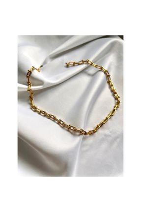 گردنبند استیل طلائی زنانه فولاد ( استیل ) کد 799791992
