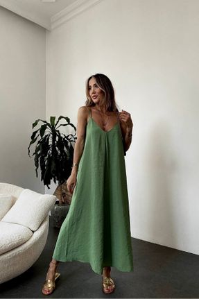 لباس سبز زنانه تریکو پنبه (نخی) راحت بند دار کد 815679143