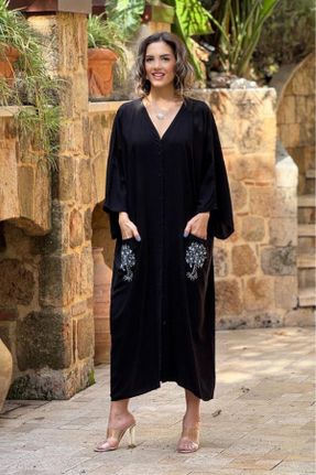 لباس مشکی زنانه بافتنی لباس پیراهنی آستین-بلند کد 661758617