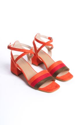 کفش پاشنه بلند کلاسیک نارنجی زنانه جیر پاشنه ضخیم پاشنه متوسط ( 5 - 9 cm ) کد 816277412