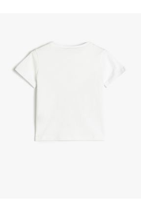 تی شرت سفید بچه گانه رگولار یقه گرد پنبه (نخی) تکی کد 711018833