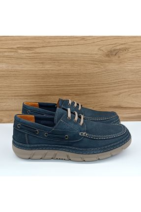 کفش کژوال سرمه ای مردانه چرم طبیعی پاشنه کوتاه ( 4 - 1 cm ) پاشنه ساده کد 816384031