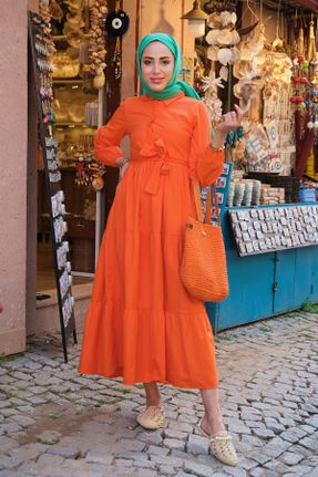 لباس نارنجی زنانه اسلیم فیت بافتنی کد 635181178