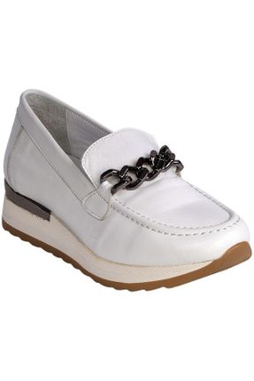 کفش لوفر سفید زنانه چرم طبیعی پاشنه کوتاه ( 4 - 1 cm ) کد 816670800