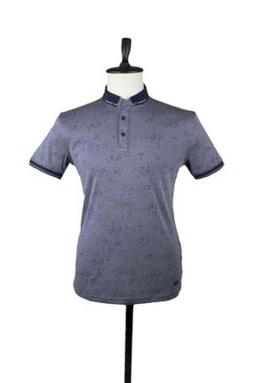 تی شرت سرمه ای مردانه اسلیم فیت یقه پولو طراحی کد 710211250