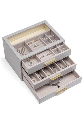 کمد جواهرات و اکسسوری طوسی چوب VLANDO - کد 816721455