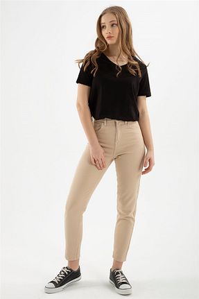 شلوار جین بژ زنانه رگولار Modaset - کد 259373751