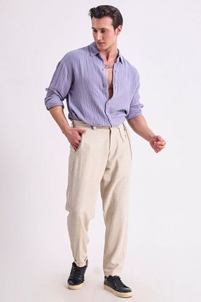 شلوار بژ مردانه مخلوط کتان RELAXL - کد 816787651