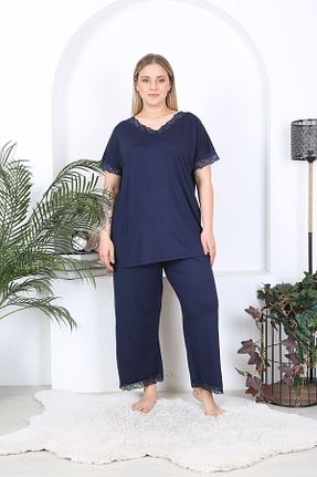ست لباس راحتی سایز بزرگ سرمه ای زنانه ساده XL Modam - کد 816942822