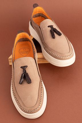 کفش لوفر بژ مردانه چرم خالص Gondol - کد 816946682
