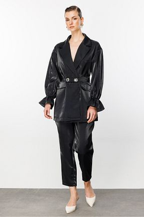 ست بالاتنه و پائین تنه مشکی زنانه بافتنی Mooncorn - کد 816952346