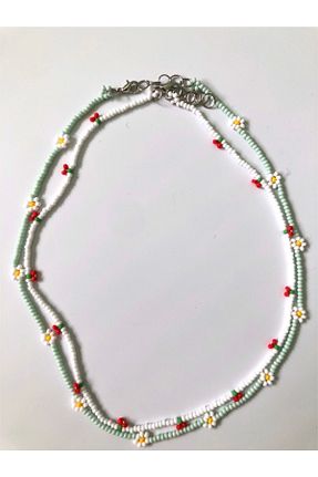 گردنبند جواهر سبز زنانه منجق Handmade - کد 716892554