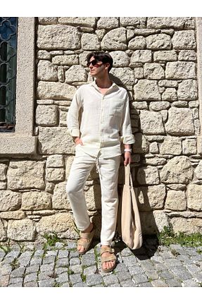 شلوار بژ مردانه کتان sava men fashion - کد 817054021