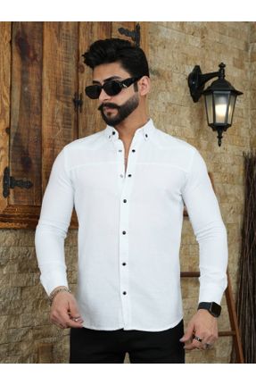 پیراهن سفید مردانه اسلیم فیت یقه پیراهنی کد 817108864