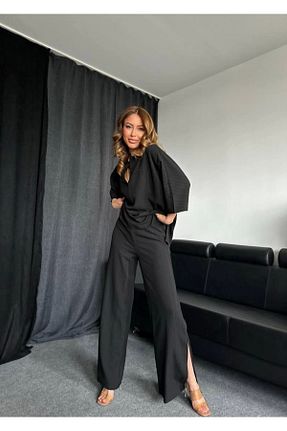 ست بالاتنه و پائین تنه مشکی زنانه بافتنی Melike Bakar Boutique - کد 817101546
