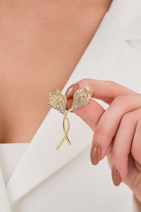 سنجاق سینه طلائی زنانه نخ متالیک پلی آمید MRK - کد 812958513