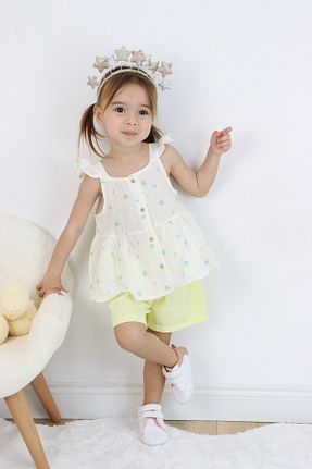 ست بالاتنه و پائین تنه نباتی بچه گانه بافتنی HARİKA KİDS - کد 816793409