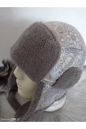 کلاه قهوه ای زنانه چرم خالص hoaryage - کد 816932187
