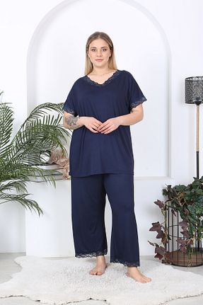 ست لباس راحتی سایز بزرگ سرمه ای زنانه ساده XL Modam - کد 816942822